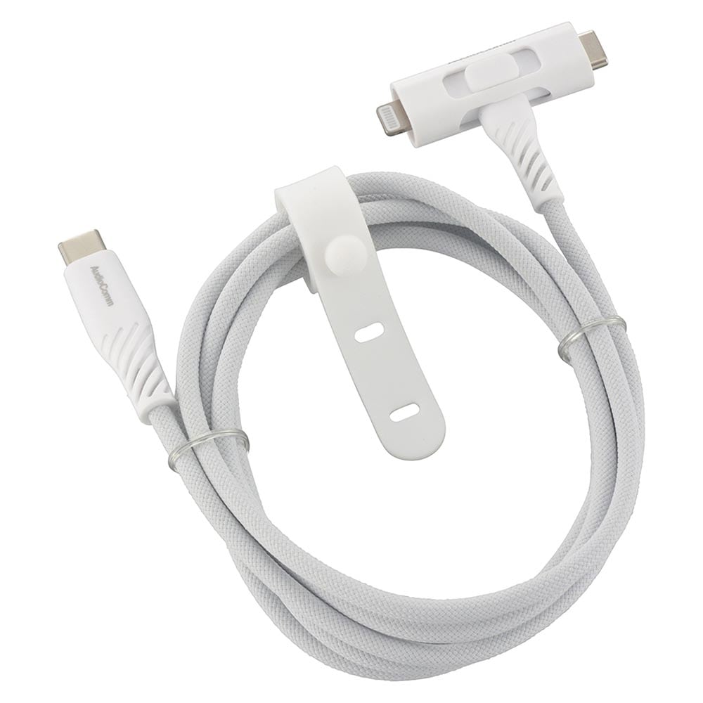 オーム電機 AudioComm さらさらUSBケーブル Lightning or Type-CtoC 片側切り換え式 1.5ｍ 1個（ご注文単位1個）【直送品】