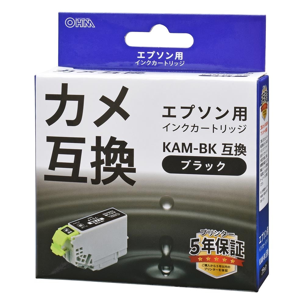オーム電機 エプソン互換インク カメ ブラック 1個(ご注文単位1個)【直送品】