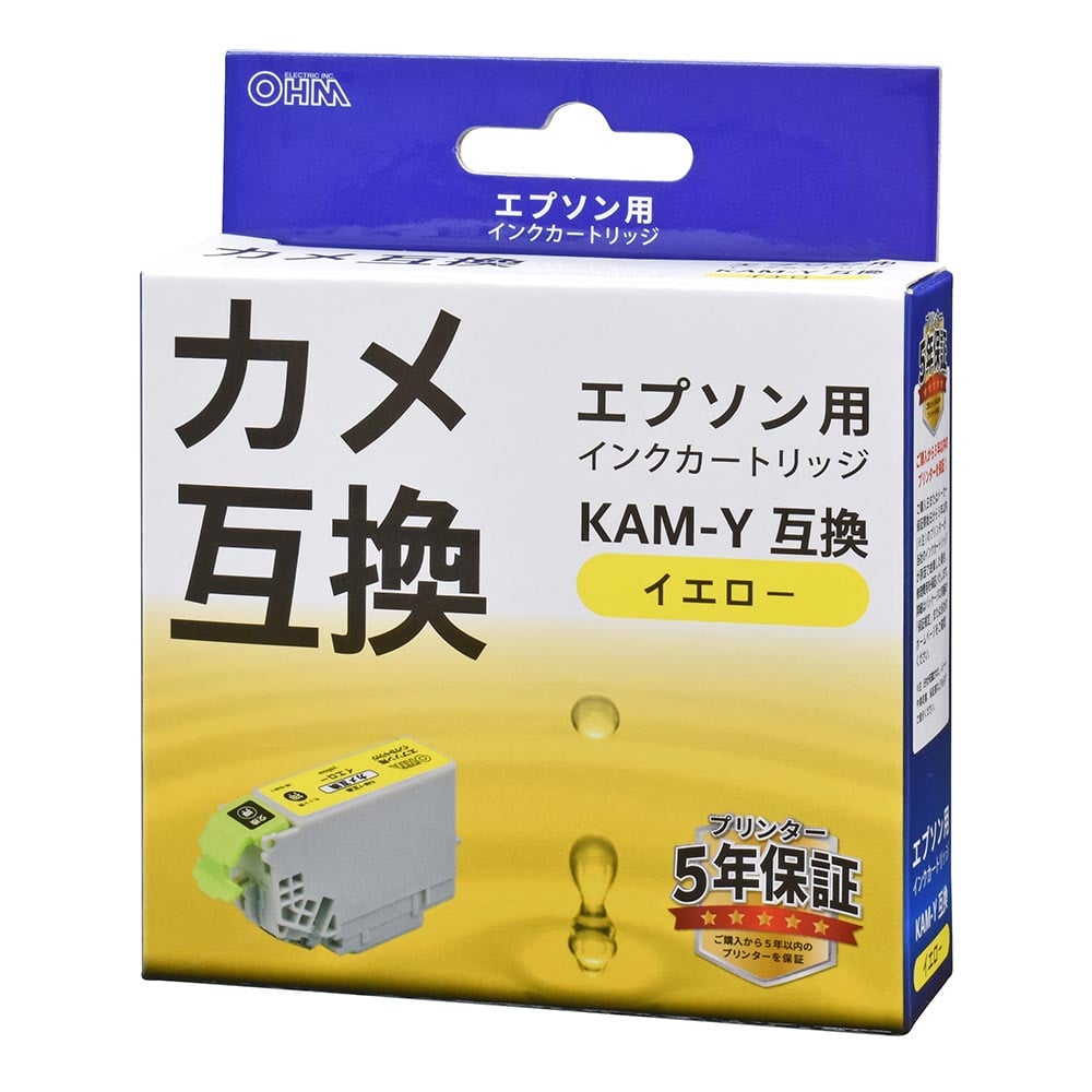 オーム電機 エプソン互換インク カメ イエロー 1個(ご注文単位1個)【直送品】