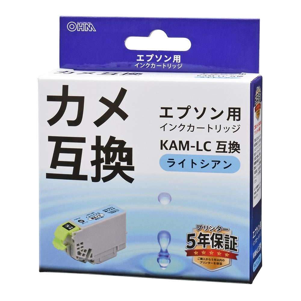 オーム電機 エプソン互換インク カメ ライトシアン 1個(ご注文単位1個)【直送品】