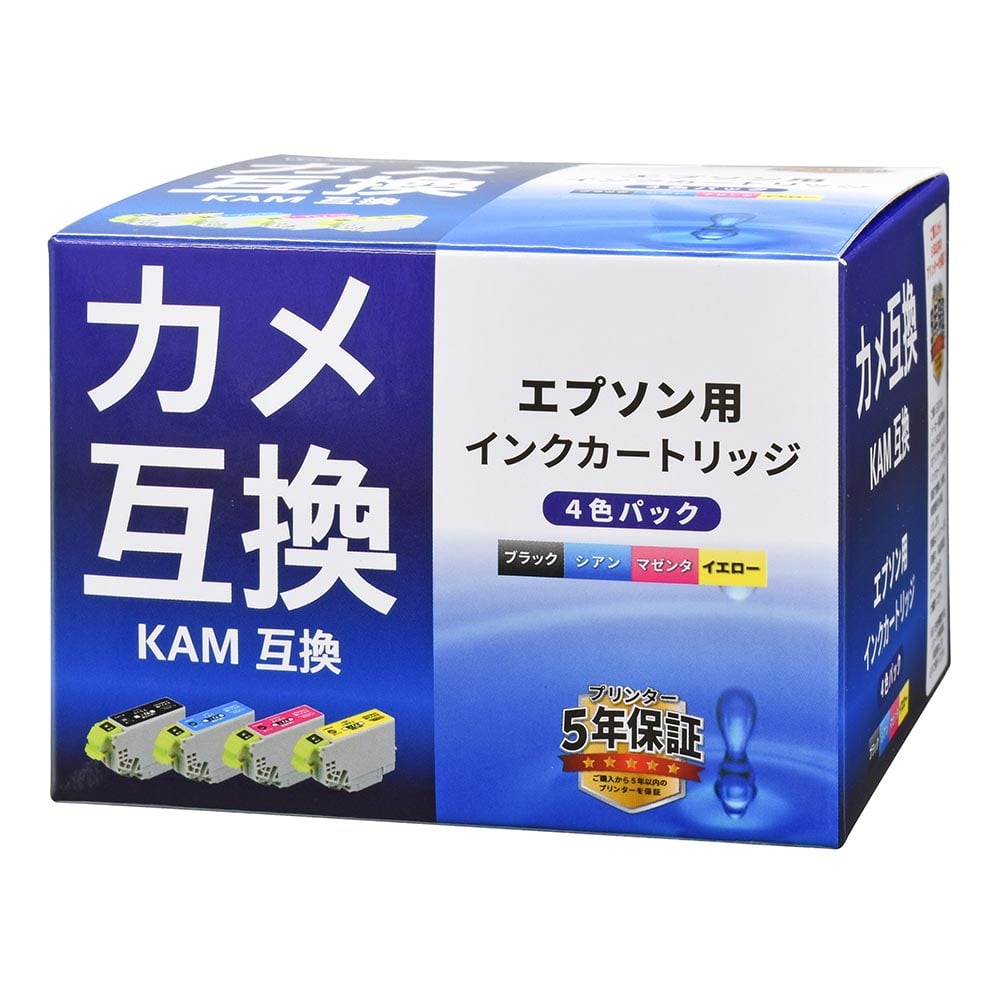 オーム電機 エプソン互換インク カメ 4色パック 1個(ご注文単位1個)【直送品】