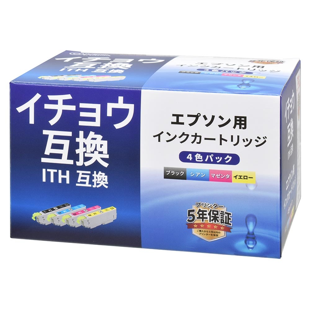 オーム電機 エプソン互換インク イチョウ ITH 4色パック 1個(ご注文単位1個)【直送品】