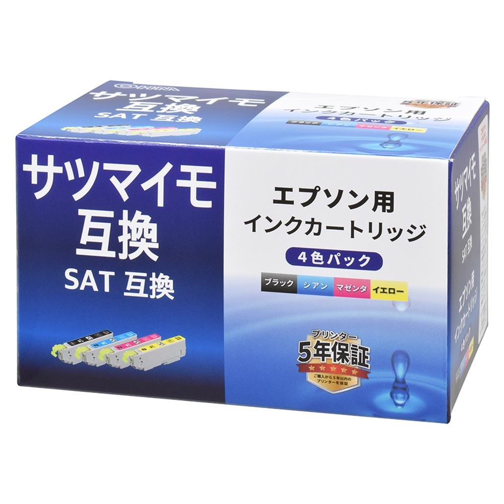 オーム電機 エプソン互換インク サツマイモ SAT 4色パック 1個(ご注文単位1個)【直送品】