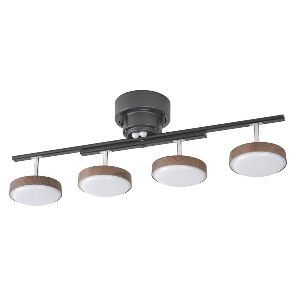 オーム電機 LED4灯シーリングライト ダークブラウン 1個（ご注文単位1個）【直送品】