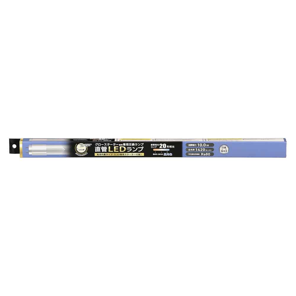 オーム電機 直管LEDランプ 20形相当 G13 昼光色 グロースターター器具専用 片側給電仕様 1個(ご注文単位1個)【直送品】