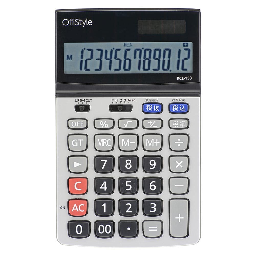オーム電機 OffiStyle 税率電卓 ビジネス 12桁 1個（ご注文単位1個）【直送品】