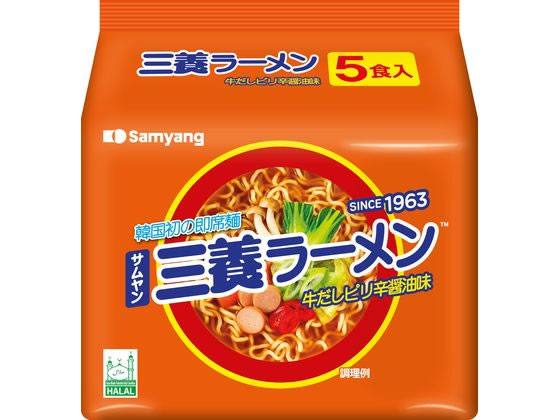 三養ジャパン 三養ラーメン 牛だしピリ辛醤油味 袋麺 5食パック 1パック※軽(ご注文単位1パック)【直送品】