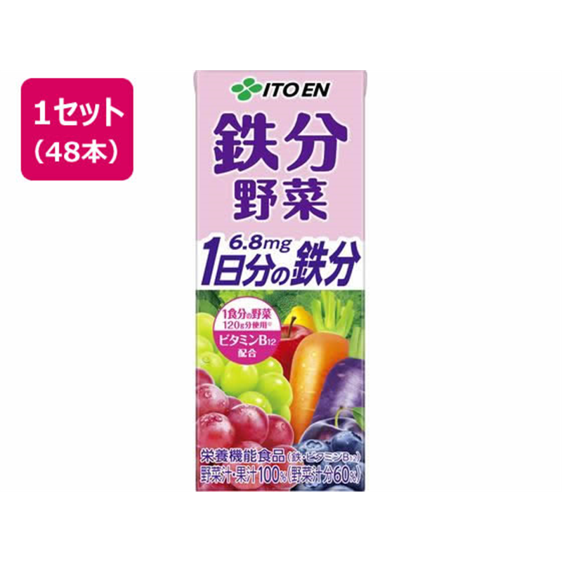 伊藤園 鉄分野菜 1日分の鉄分 200mL×48本 1セット※軽（ご注文単位1セット）【直送品】