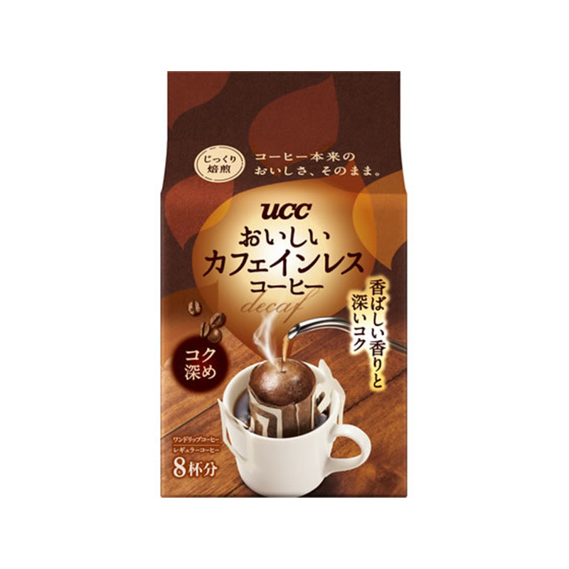 UCC上島珈琲 おいしいカフェインレスコーヒー ワンドリップコーヒー コク深 1パック※軽(ご注文単位1パック)【直送品】