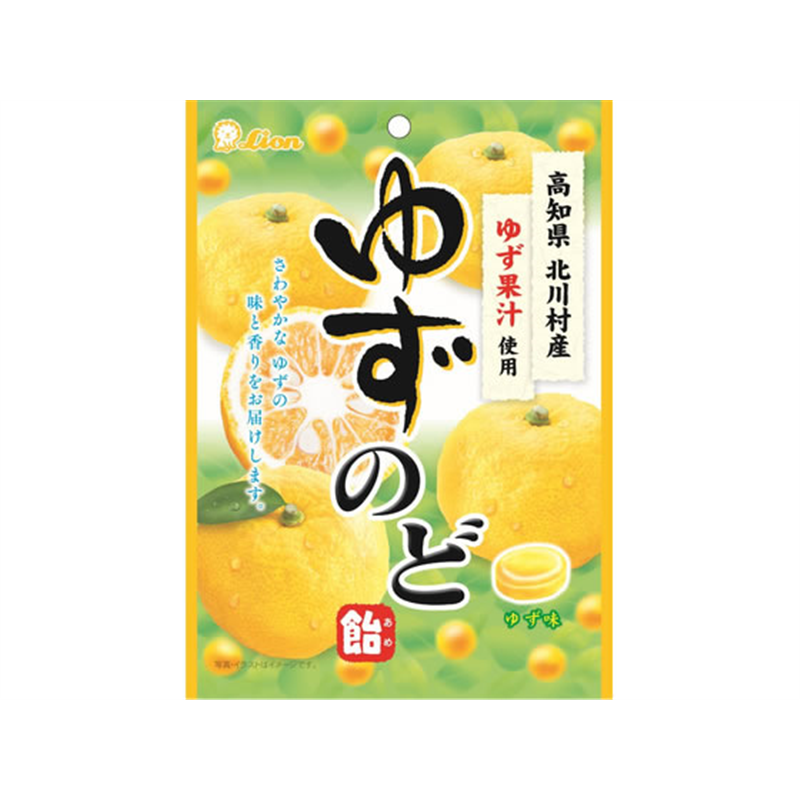 ライオン菓子 ゆずのど飴 73g 1袋※軽（ご注文単位1袋）【直送品】