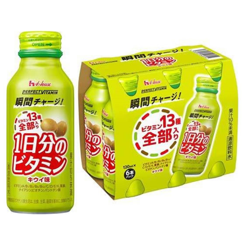 ハウス食品 1日分のビタミン キウイ味 120mL×6本 1パック※軽（ご注文単位1パック）【直送品】