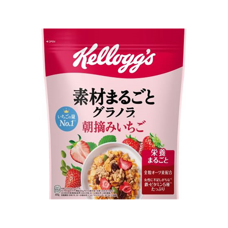日本ケロッグ素材まるごとグラノラ 朝摘みいちご 400g 1袋※軽（ご注文単位1袋）【直送品】