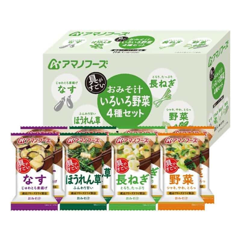 アマノフーズ 具がすごい おみそ汁 いろいろ野菜4種セット フリーズドライ 8食 1箱※軽（ご注文単位1箱）【直送品】
