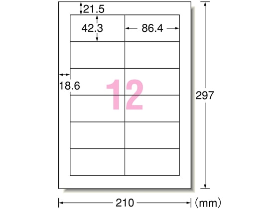 エーワン PPCラベル インチ改行 宛名表示用A4 12面 100枚 28273 1冊(ご注文単位1冊)【直送品】