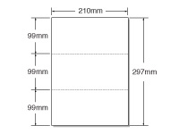 マルチプリンタ帳票 A4 白紙 3面 100枚 A4HF3-0 1袋(ご注文単位1袋)【直送品】