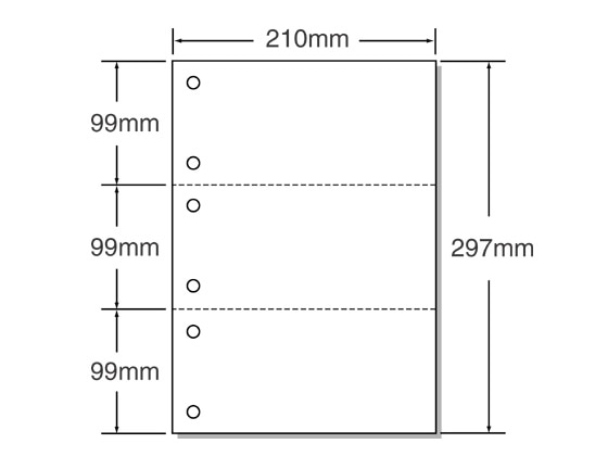 マルチプリンタ帳票 A4 白紙 3面 6穴 500枚 53001 1冊(ご注文単位1冊)【直送品】