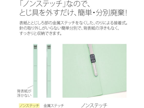 プラス フラットファイル ノンステッチ A4ヨコ ブルー NO.022N 78-275 1冊(ご注文単位1冊)【直送品】