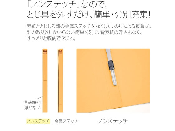プラス フラットファイル厚とじ ノンステッチ A4ヨコ イエロー NO.022NW 1冊（ご注文単位1冊)【直送品】