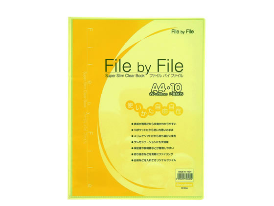 ビュートン スーパースリムクリヤーブック A4 10ポケット イエロー 1冊(ご注文単位1冊)【直送品】
