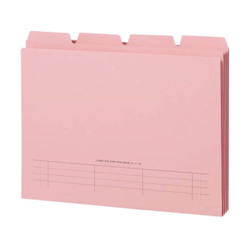 ライオン事務器 4カットフォルダー A4 ピンク 4冊(1～4山×1セット) 1パック（ご注文単位1パック)【直送品】