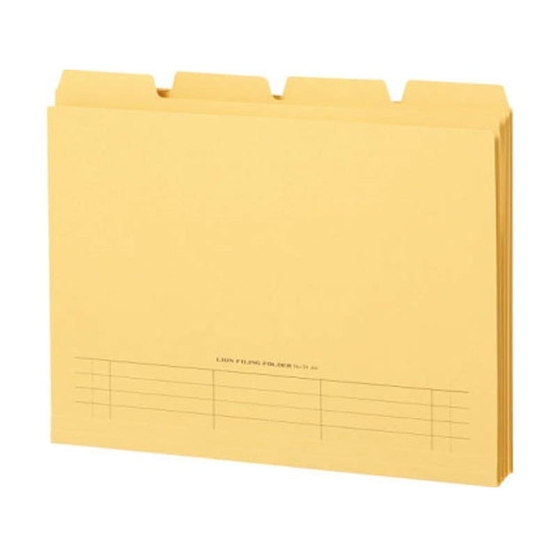 ライオン事務器 4カットフォルダー A4 黄 4冊(1～4山×1セット) 1組（ご注文単位1組)【直送品】