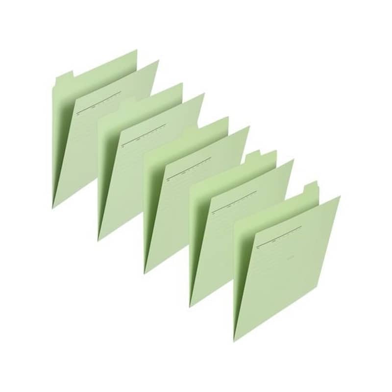 プラス 5カットフォルダー A4 グリーン 5枚(1～5山×1セット) 1パック（ご注文単位1パック)【直送品】