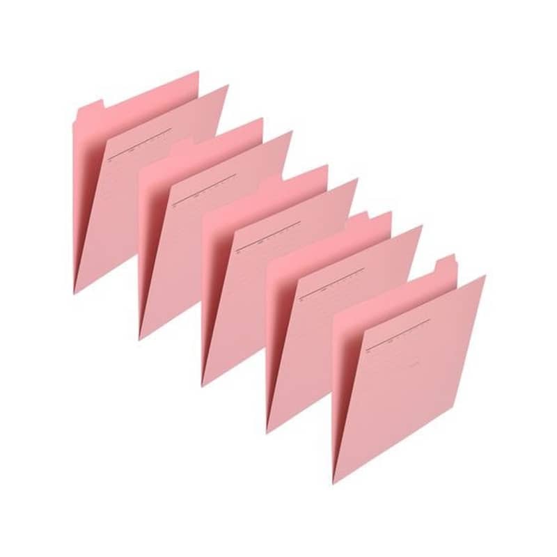 プラス 5カットフォルダー A4 ピンク 5枚(1～5山×1セット) 1パック（ご注文単位1パック)【直送品】
