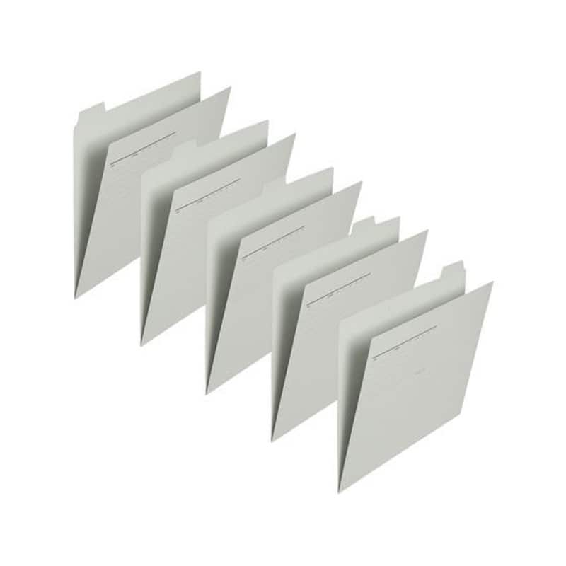 プラス 5カットフォルダー A4 グレー 5枚(1～5山×1セット) 1パック（ご注文単位1パック)【直送品】