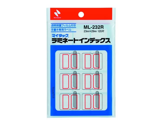 ニチバン マイタックラミネートインデックス赤枠23*29mm 120片 ML-232R 1袋(ご注文単位1袋)【直送品】