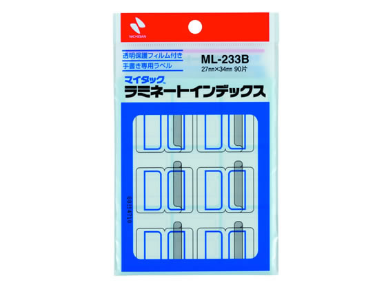 ニチバン マイタックラミネートインデックス青枠27×34mm 90片 ML-233B 1袋(ご注文単位1袋)【直送品】