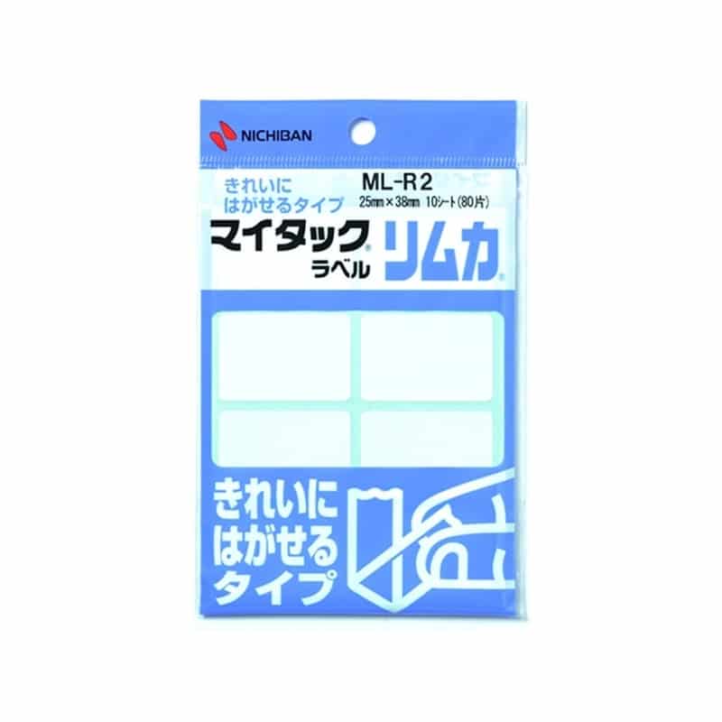 ニチバン マイタックラベル リムカ 25×38mm 8片×10シート ML-R2 1袋（ご注文単位1袋)【直送品】