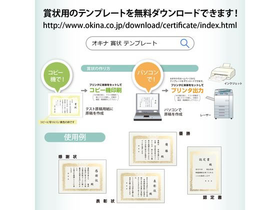 オキナ OA対応金箔賞状 B4タテ書 SGB4 1パック(ご注文単位1パック)【直送品】