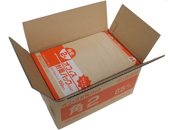 ツバメ工業 テープ付クラフト封筒 角2 85g/㎡500枚 K85-K2T 1箱(ご注文単位1箱)【直送品】
