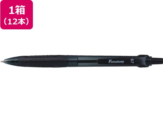Forestway ノック式油性ボールペン 0.7mm 黒 12本 1箱(ご注文単位1箱)【直送品】