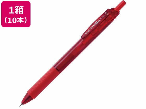 ぺんてる エナージェルエス 0.7mm 赤 10本 BL127-B 1箱(ご注文単位1箱)【直送品】