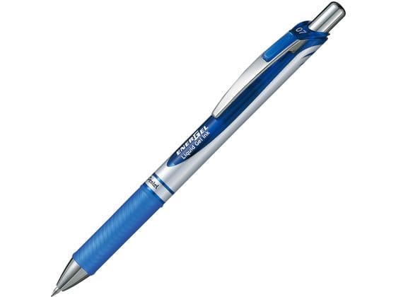 ぺんてる エナージェル ノック式 シルバー軸 0.7mm 青 BL77-C 1本(ご注文単位1本)【直送品】