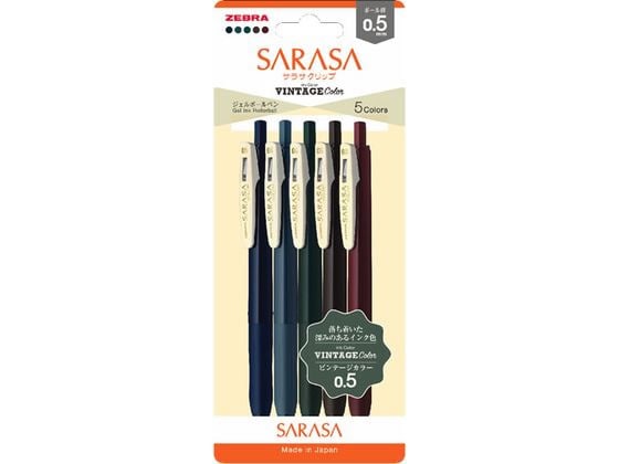 ゼブラ サラサクリップ 0.5mm ビンテージカラー1 5色 JJ15-5C-VI-N 1セット（ご注文単位1セット)【直送品】
