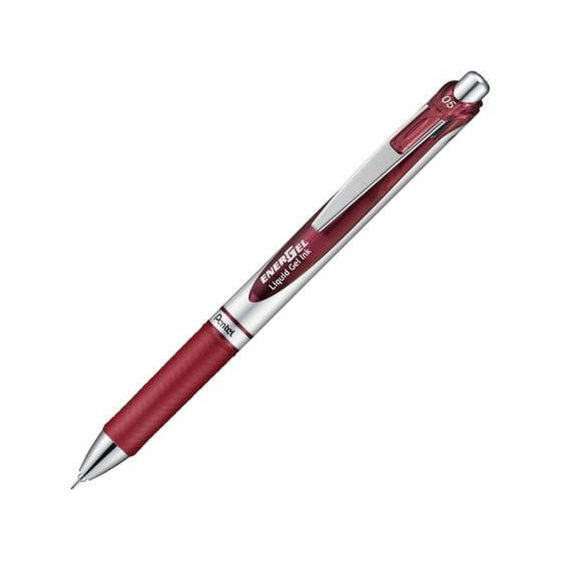 ぺんてる エナージェル ノック式 シルバー軸 0.5mm バーガンディ 1本（ご注文単位1本)【直送品】