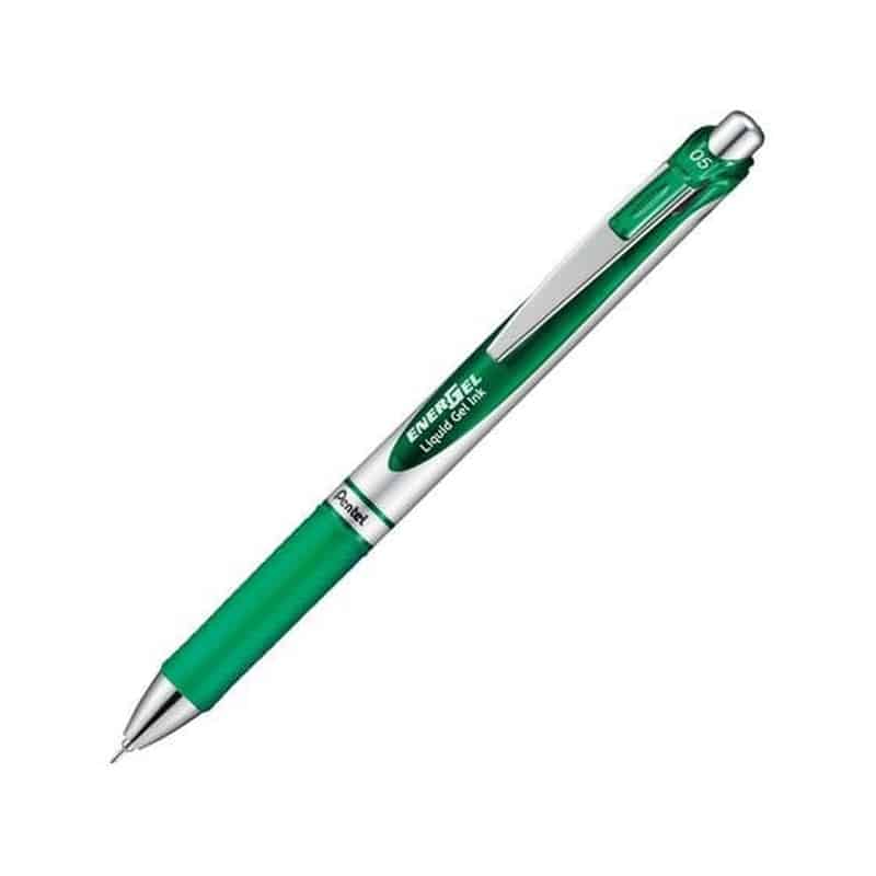 ぺんてる エナージェル ノック式 シルバー軸 0.5mm グリーン 1本（ご注文単位1本)【直送品】