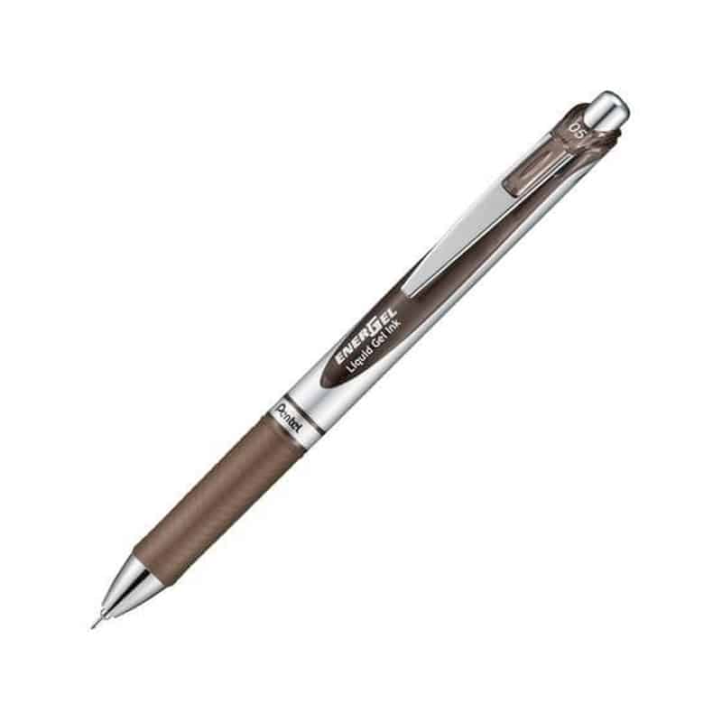 ぺんてる エナージェル ノック式 シルバー軸 0.5mm セピア 1本（ご注文単位1本)【直送品】
