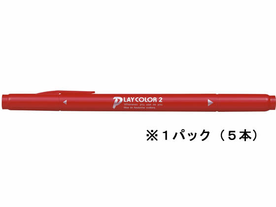 トンボ鉛筆 プレイカラー2 赤 5本 WS-TP25 1パック(ご注文単位1パック)【直送品】