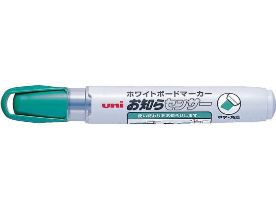 三菱鉛筆 ホワイトボードマーカー(お知らセンサー)中字 角芯 緑 1本(ご注文単位1本)【直送品】