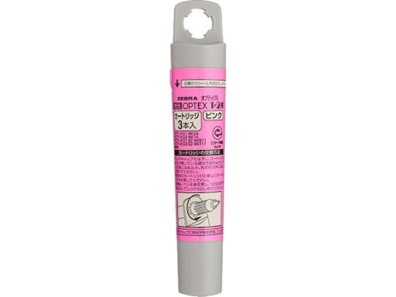 ゼブラ 蛍光オプテックス1・2用カートリッジ ピンク(3本入) RWK8-P 1パック(ご注文単位1パック)【直送品】