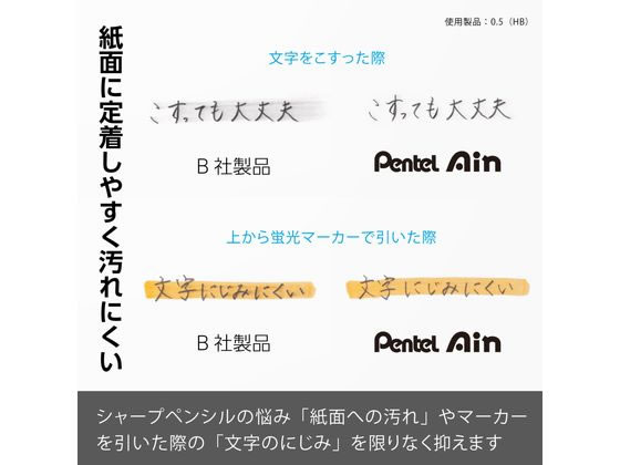 ぺんてる シャープペン替芯 Ain 0.5mm B 3個パック 1パック（ご注文単位1パック)【直送品】