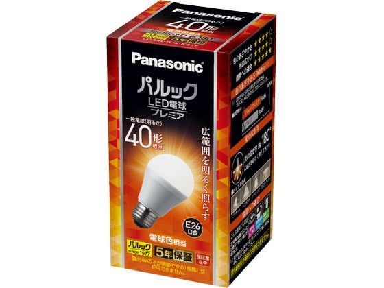 パナソニック LED電球 プレミア E26 40形 485lm 電球色 1個(ご注文単位1個)【直送品】