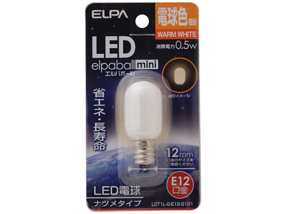朝日電器 LEDナツメ形 E12口金 電球色 LDT1L-G-E12-G101 1個(ご注文単位1個)【直送品】