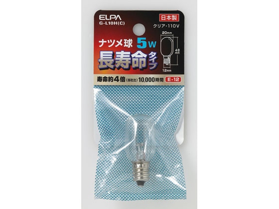 朝日電器 ナツメ球 長寿命タイプ 5W E12 クリア G-L10H(C) 1個(ご注文単位1個)【直送品】