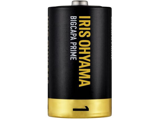 アイリスオーヤマ BIGCAPA PRIME 大容量アルカリ乾電池 単1形2本 1パック(ご注文単位1パック)【直送品】