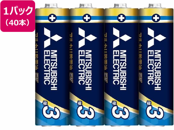 三菱電機 アルカリ乾電池 単3形 40本 LR6EXR 4S 1箱（ご注文単位1箱)【直送品】