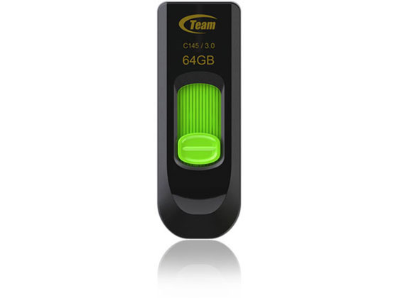 TEAM USB3.0スライド式USBメモリー 64GB グリーン TC145364GG01 1個(ご注文単位1個)【直送品】